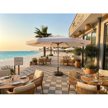 4.5 x 4.5 Krem Rengi Cafe Restoran Teras Bahçe Şemsiyesi